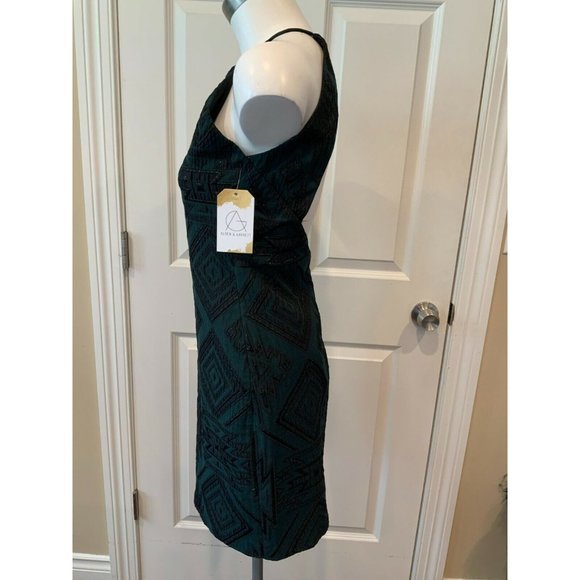 Parker Juniper Green Jaden Sheath Dress W/ Black Geometric Pattern, Size M, NWT! - Picture 4 of 8